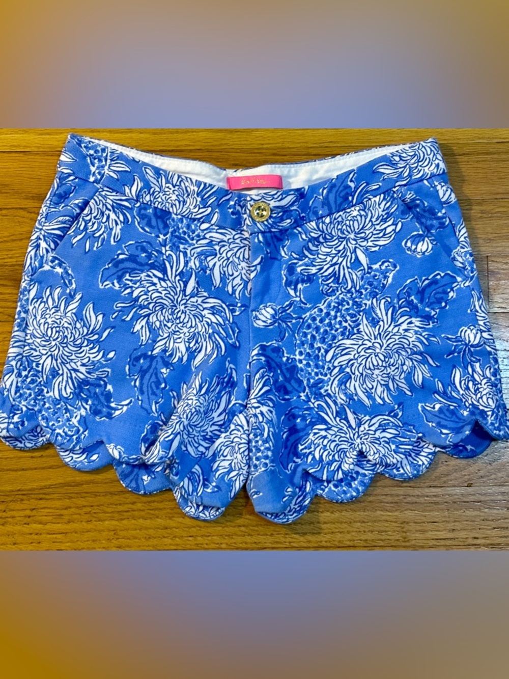 Lilly Pulitzer size 4 Buttercup Knit Shorts in  "Boca Blue Croc & Lock It"